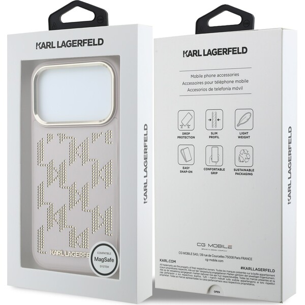 Karl-Lagerfeld-PU-Perforated-Monogram-MagSafe-kryt-iPhone-17-Pro-ruzovy