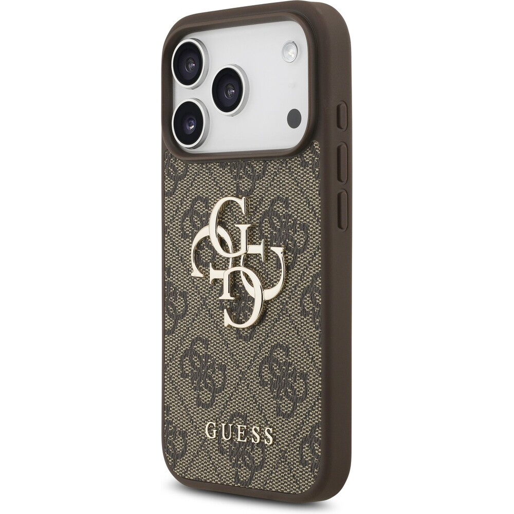 Guess-PU-4G-Metal-Logo-Strap-kryt-iPhone-17-Pro-hnedy