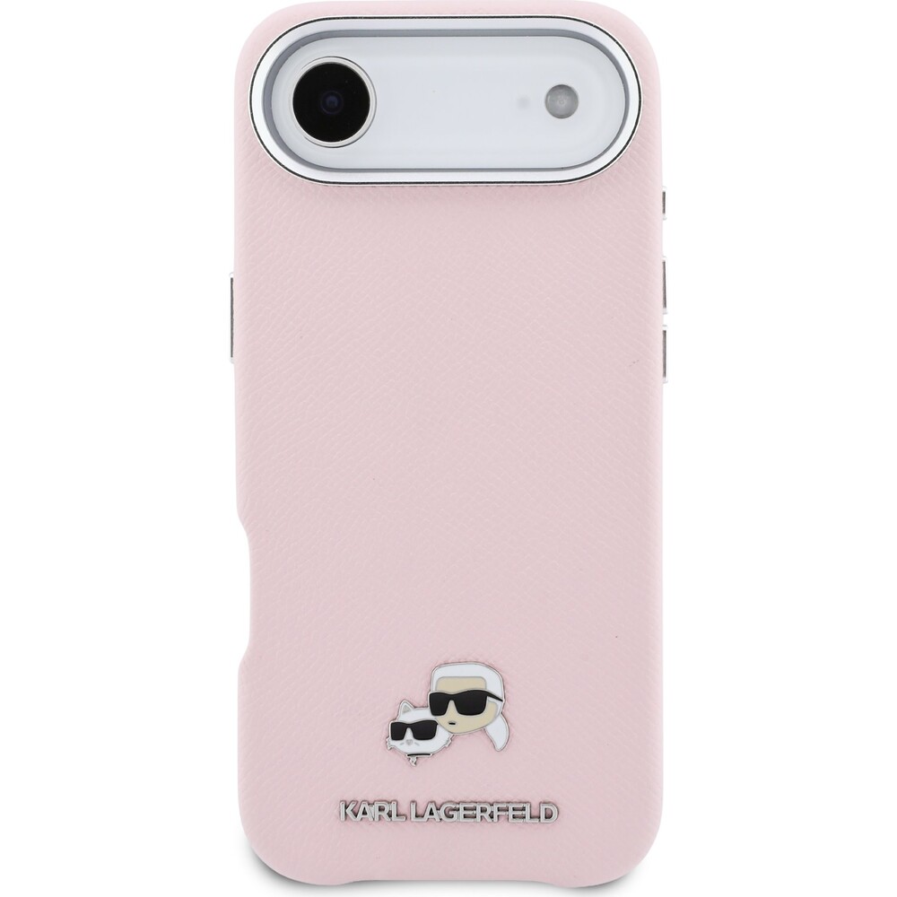 Karl-Lagerfeld-PU-Karl-and-Choupette-Heads-Pins-MagSafe-kryt-iPhone-Air-ruzovy