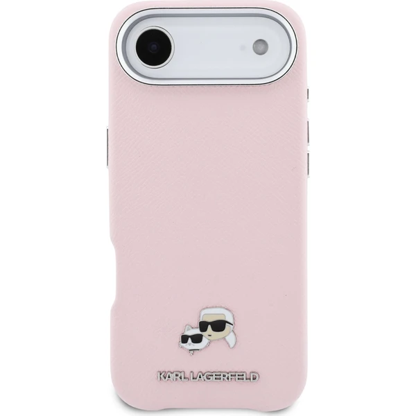 Karl-Lagerfeld-PU-Karl-and-Choupette-Heads-Pins-MagSafe-kryt-iPhone-Air-ruzovy
