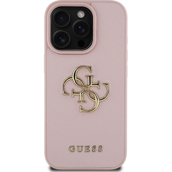Guess-PU-Grained-4G-Metal-Logo-kryt-iPhone-15-Pro-ruzovy