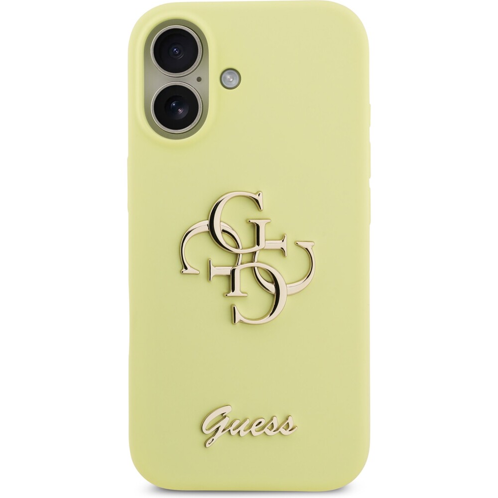 Guess-Liquid-Silicone-4G-Metal-Logo-kryt-iPhone-17-zluty