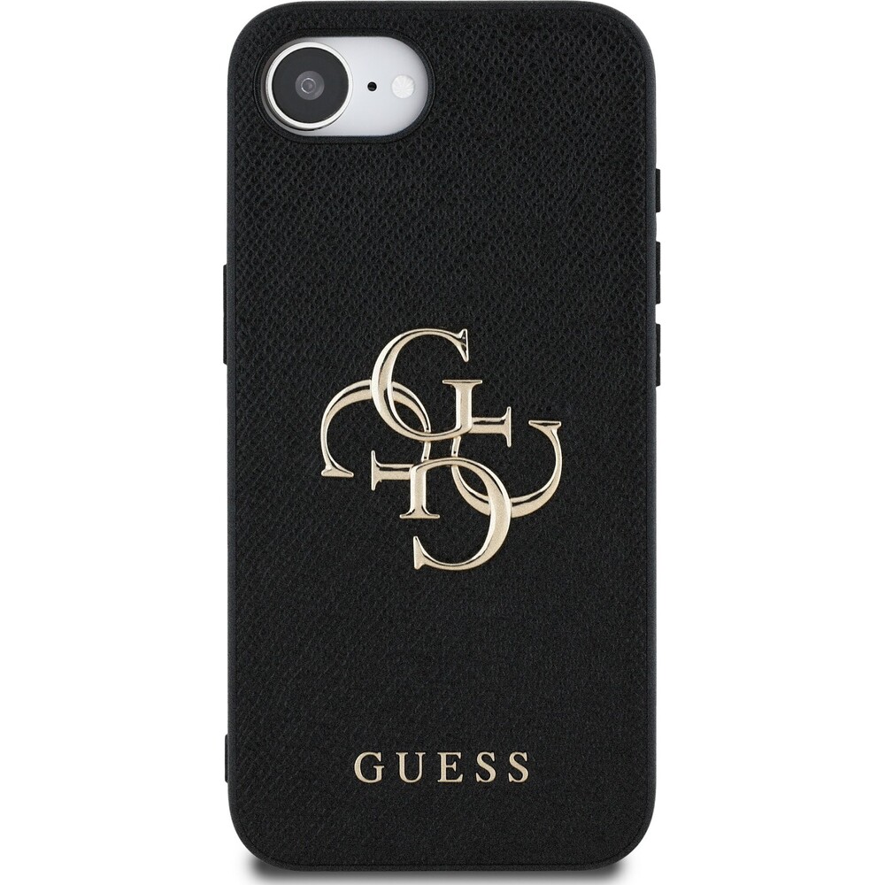 Guess-PU-Grained-4G-Metal-Logo-kryt-iPhone-17e-16e-cerny