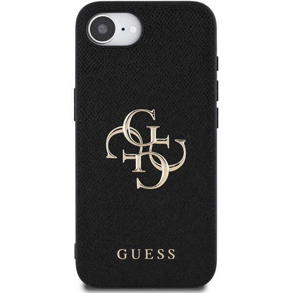 Guess-PU-Grained-4G-Metal-Logo-kryt-iPhone-17e-16e-cerny