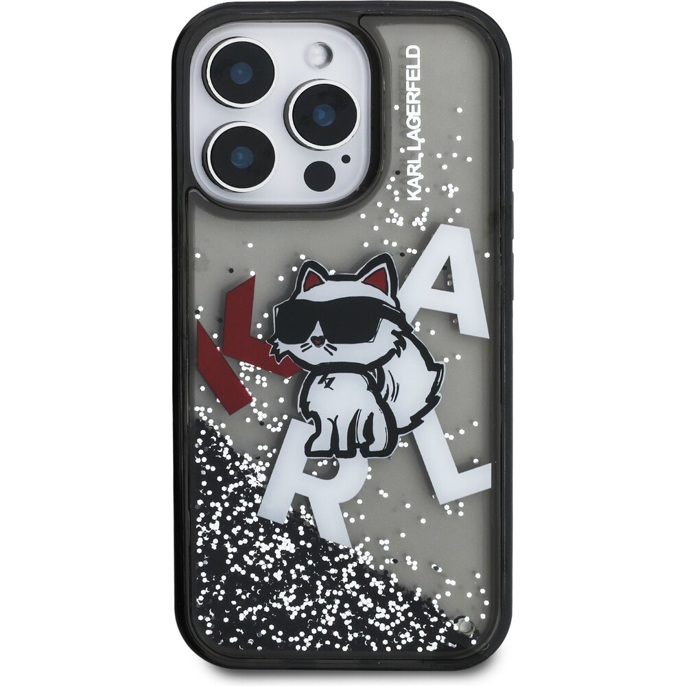 Karl-Lagerfeld-Liquid-Glitter-Scattered-Choupette-kryt-iPhone-16-Pro-Max-cerny