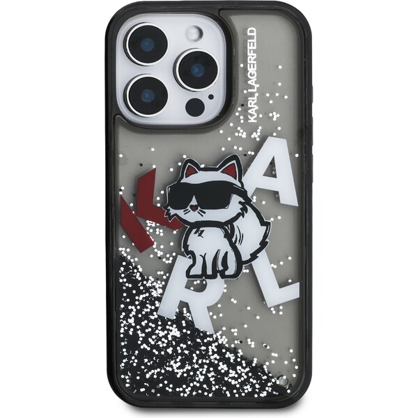 Karl-Lagerfeld-Liquid-Glitter-Scattered-Choupette-kryt-iPhone-16-Pro-Max-cerny