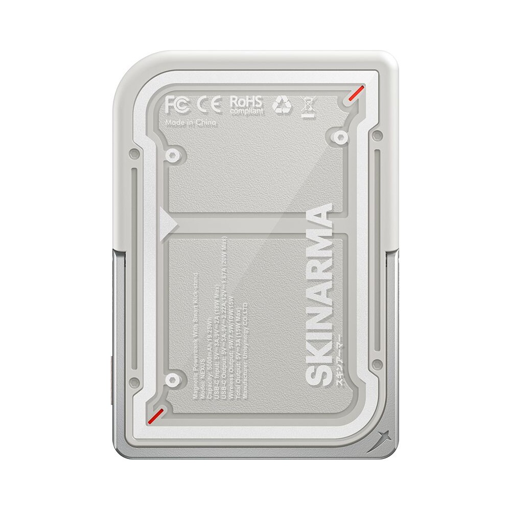 SKINARMA-Nexus-Mecha-MagSafe-powerbanka-se-stojankem-USB-C-PD-5000-mah-svetle-seda