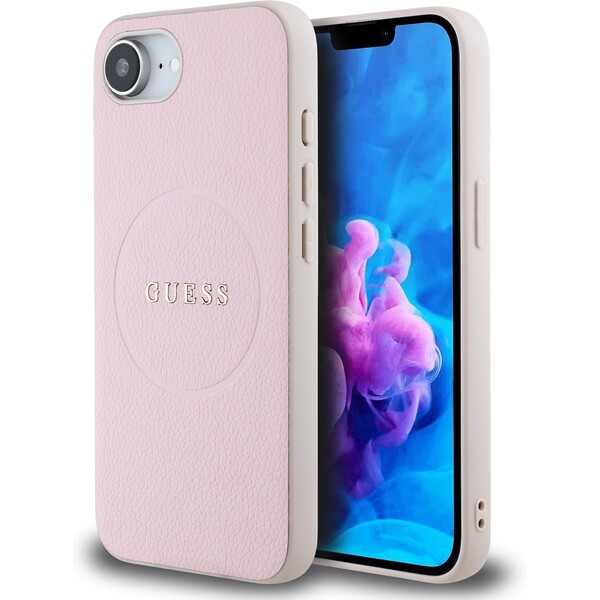 Guess-PU-Grained-Classic-Logo-MagSafe-kryt-iPhone-17e-16e-ruzovy