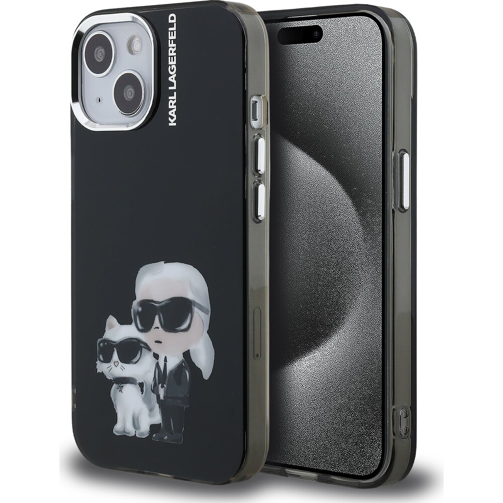 Karl-Lagerfeld-IML-Aquarelle-Karl-and-Choupette-kryt-iPhone-15-cerny