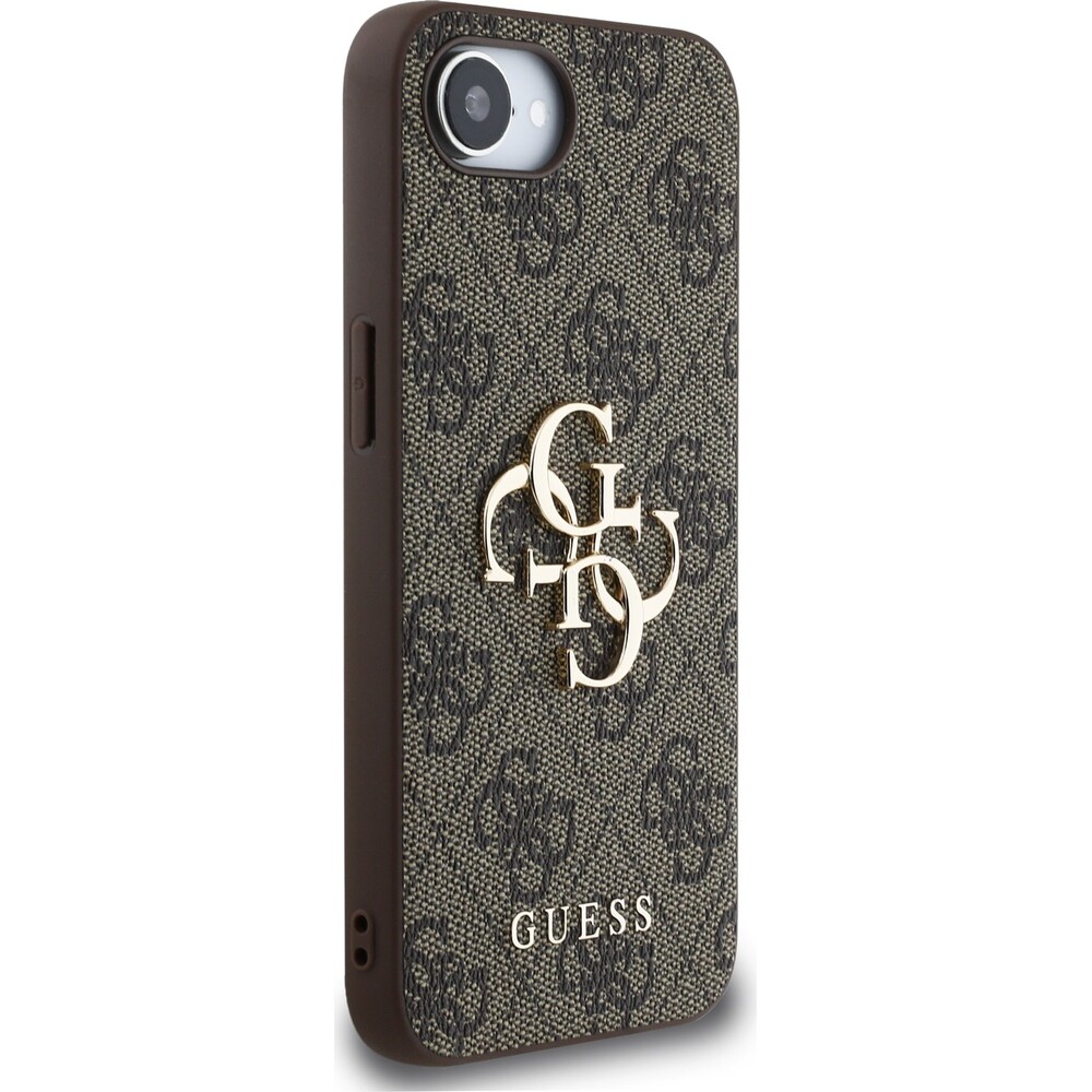 Guess-PU-4G-Metal-Logo-kryt-iPhone-17e-16e-hnedy