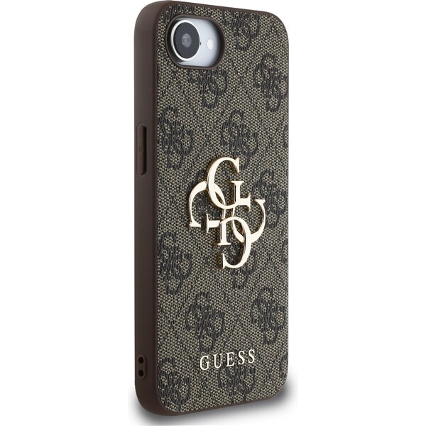 Guess-PU-4G-Metal-Logo-kryt-iPhone-17e-16e-hnedy