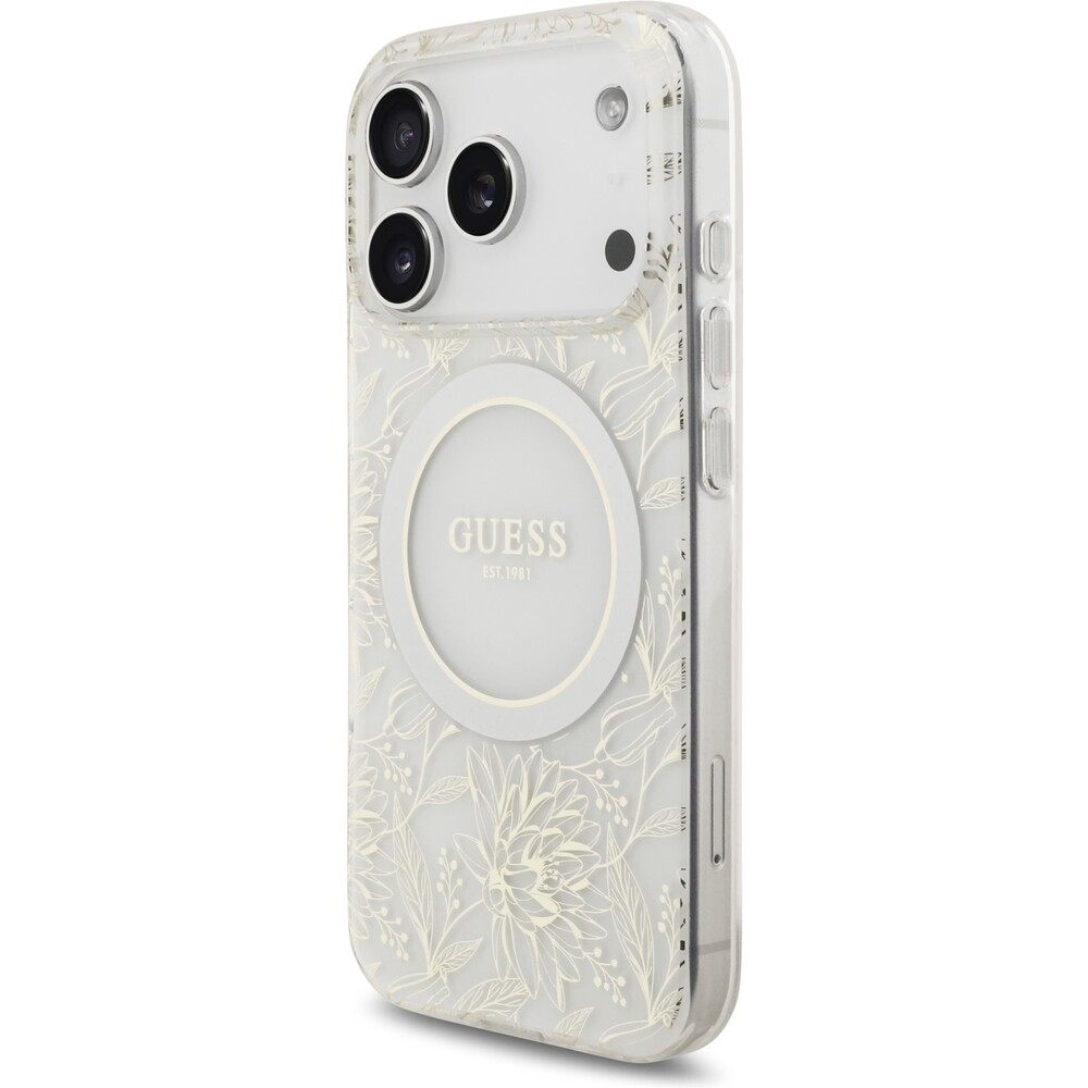 Guess-IML-Flowers-Allover-Strap-MagSafe-kryt-iPhone-17-Pro-bily
