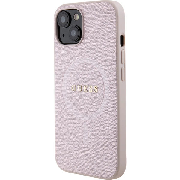 Guess PU Saffiano MagSafe kryt iPhone 15 růžový - Pouzdra - Obrázek 5092000N01