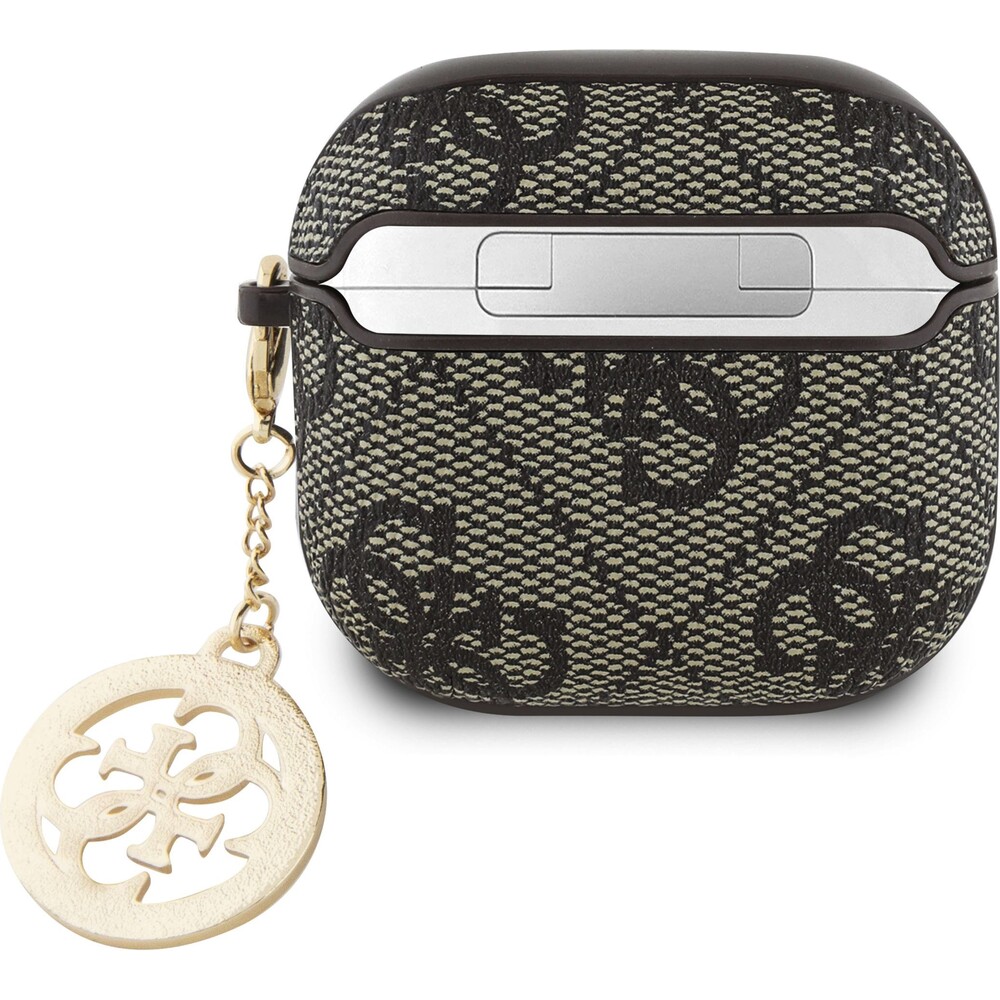 Guess-4G-Script-PC-PU-Charm-pouzdro-AirPods-4-hnede