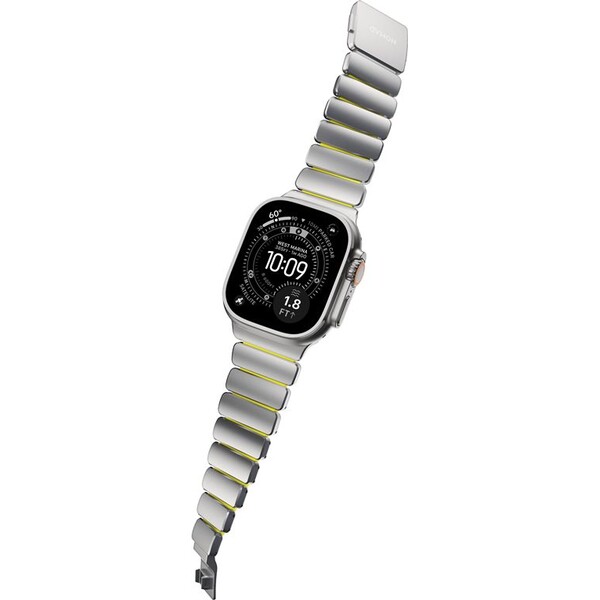 Nomad-Stratos-Band-FKM-reminek-Apple-Watch-45-46-49mm-Natural-Titanium-Volt