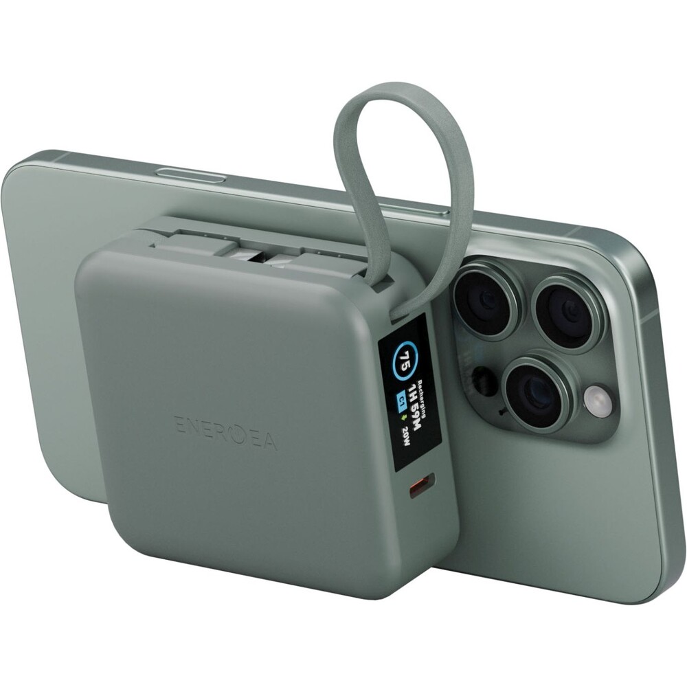 ENERGEA-MagPac-Mini-Plus-MagSafe-powerbanka-s-kabelem-10000mAh-sedozelena