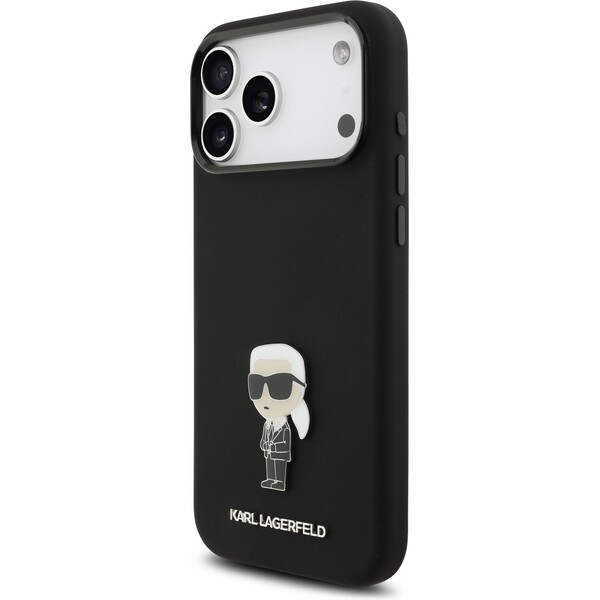 Karl-Lagerfeld-Liquid-Silicone-Metal-Ikonik-kryt-iPhone-17-Pro-Max-cerny