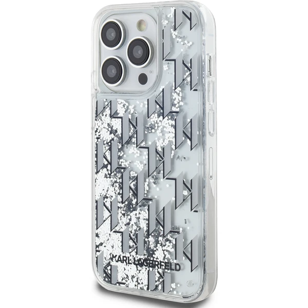 Karl Lagerfeld Liquid Glitter Monogram Gradient zadní kryt iPhone 14 Pro Max bílý - Pouzdra - Obrázek 51O5000J01