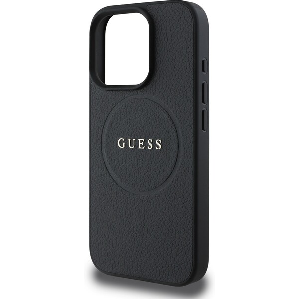Guess-PU-Grained-Classic-Logo-MagSafe-kryt-iPhone-16-Pro-cerny