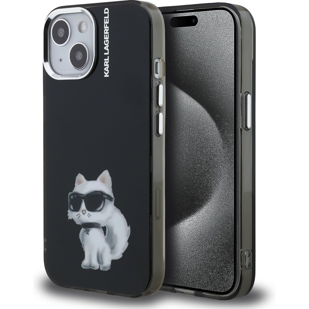 Karl-Lagerfeld-IML-Aquarelle-Choupette-kryt-iPhone-15-cerny