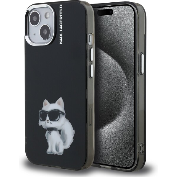 Karl-Lagerfeld-IML-Aquarelle-Choupette-kryt-iPhone-15-cerny