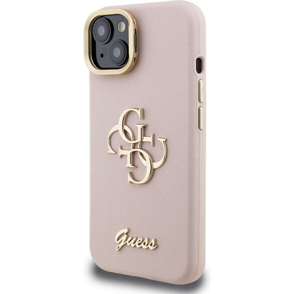 Guess-PU-Grained-4G-Logo-Stand-Camera-Frame-kryt-iPhone-15-ruzovy