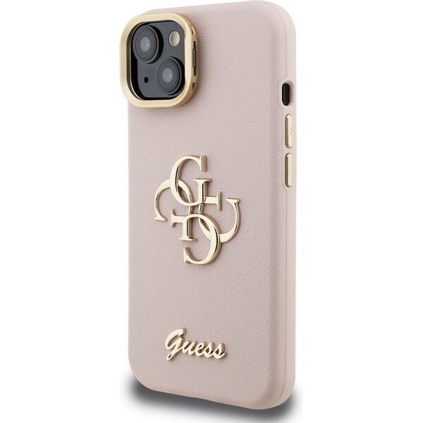 Guess-PU-Grained-4G-Logo-Stand-Camera-Frame-kryt-iPhone-15-ruzovy
