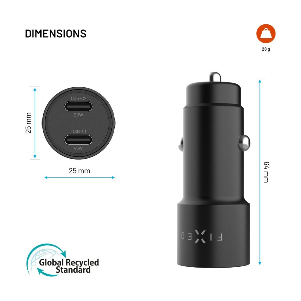 FIXED-autonabijecka-s-2xUSB-C-vystupem-podpora-PD-3-0-65W-cerna
