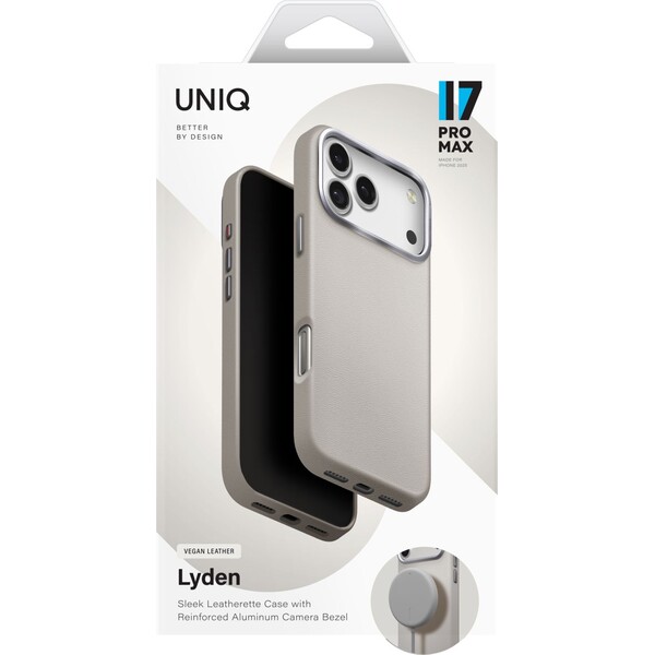 UNIQ-Lyden-Premium-Leatherette-MagClick-MagSafe-kryt-iPhone-17-Pro-Max-Clay