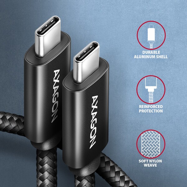 AXAGON-BUCM2-CM20AB-USB-C-USB-C-napajeci-kabel-240W-2m-cerny