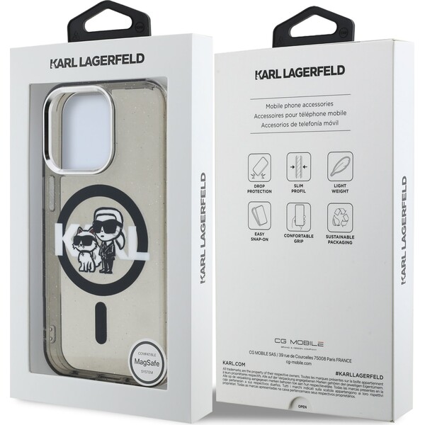 Karl-Lagerfeld-IML-Glitter-Karl-and-Choupette-Sketch-MagSafe-kryt-iPhone-15-Pro-cerny