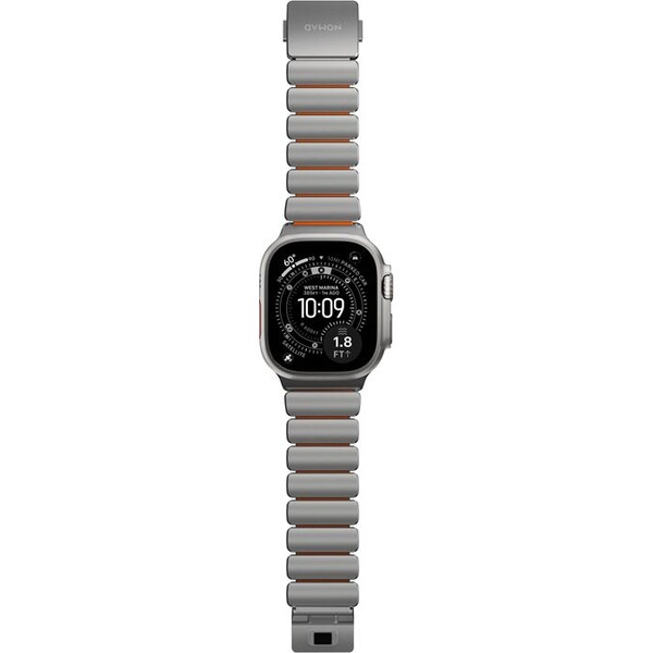 Nomad-Stratos-Band-FKM-reminek-Apple-Watch-45-46-49mm-Natural-Titanium-Ultra-Orange