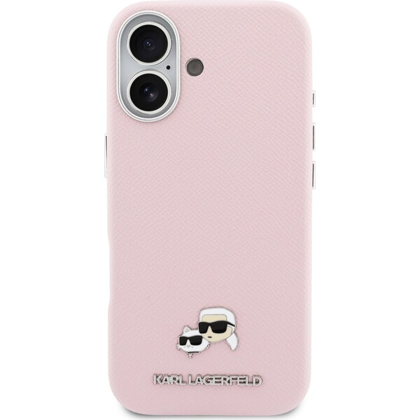 Karl-Lagerfeld-PU-Karl-and-Choupette-Heads-Pins-MagSafe-kryt-iPhone-17-ruzovy