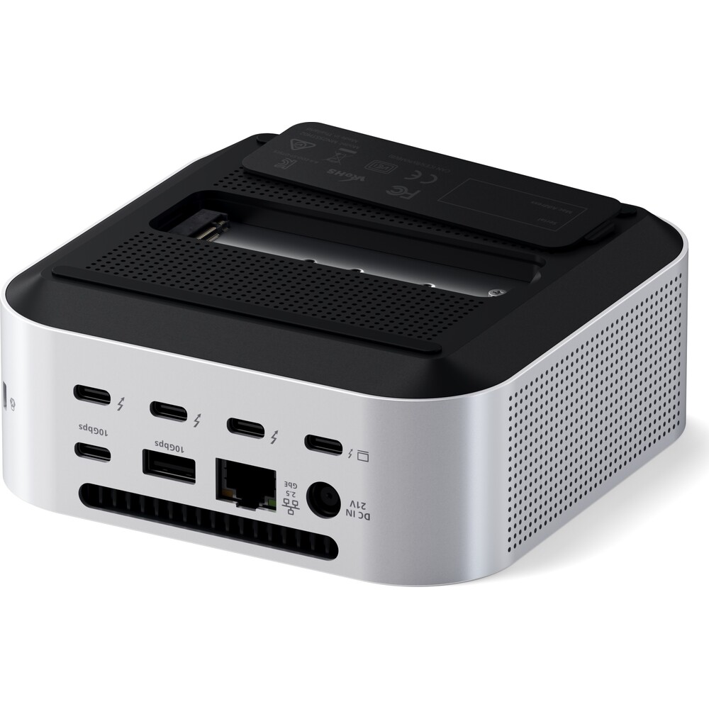 Satechi-Thunderbolt-5-CubeDock-with-SSD-Enclosure-dokovaci-stanice-140W-stribrna