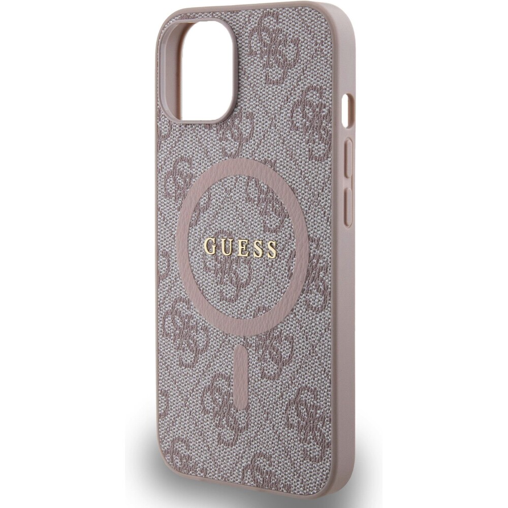 Guess-PU-Leather-4G-Colored-Ring-MagSafe-kryt-iPhone-14-ruzovy
