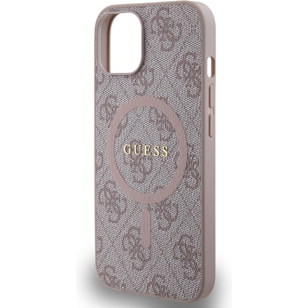 Guess-PU-Leather-4G-Colored-Ring-MagSafe-kryt-iPhone-14-ruzovy