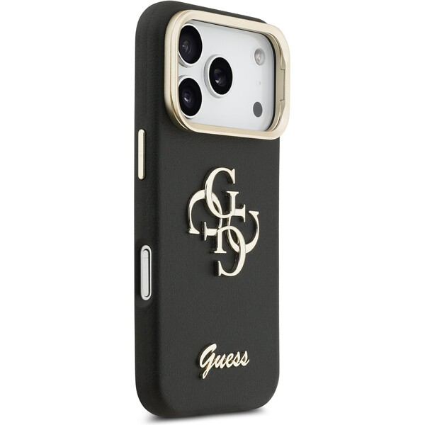 Guess-PU-Grained-4G-Logo-Stand-Camera-Frame-kryt-iPhone-17-Pro-cerny