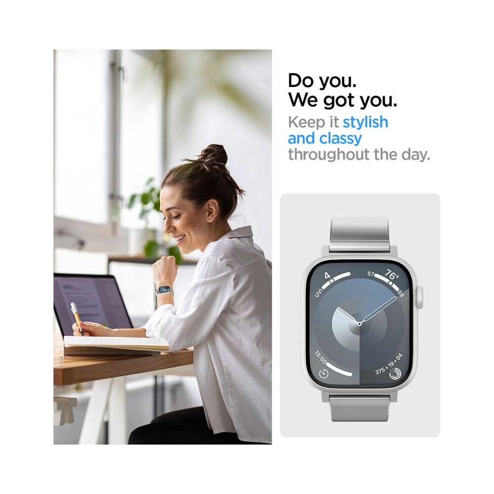 Spigen-Sleek-Link-reminek-Apple-Watch-49-46-45-44-42mm-stribrny