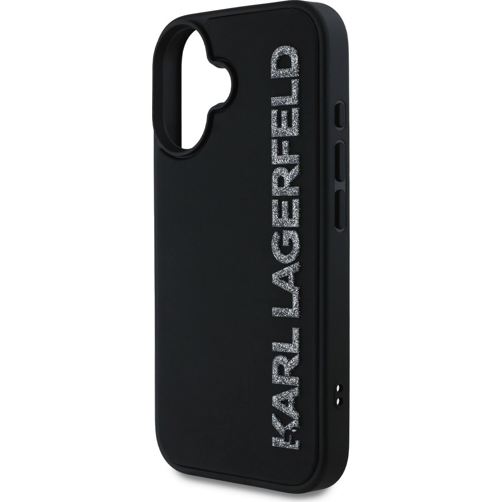 Karl-Lagerfeld-3D-Rubber-Glitter-Logo-kryt-iPhone-16-cerny