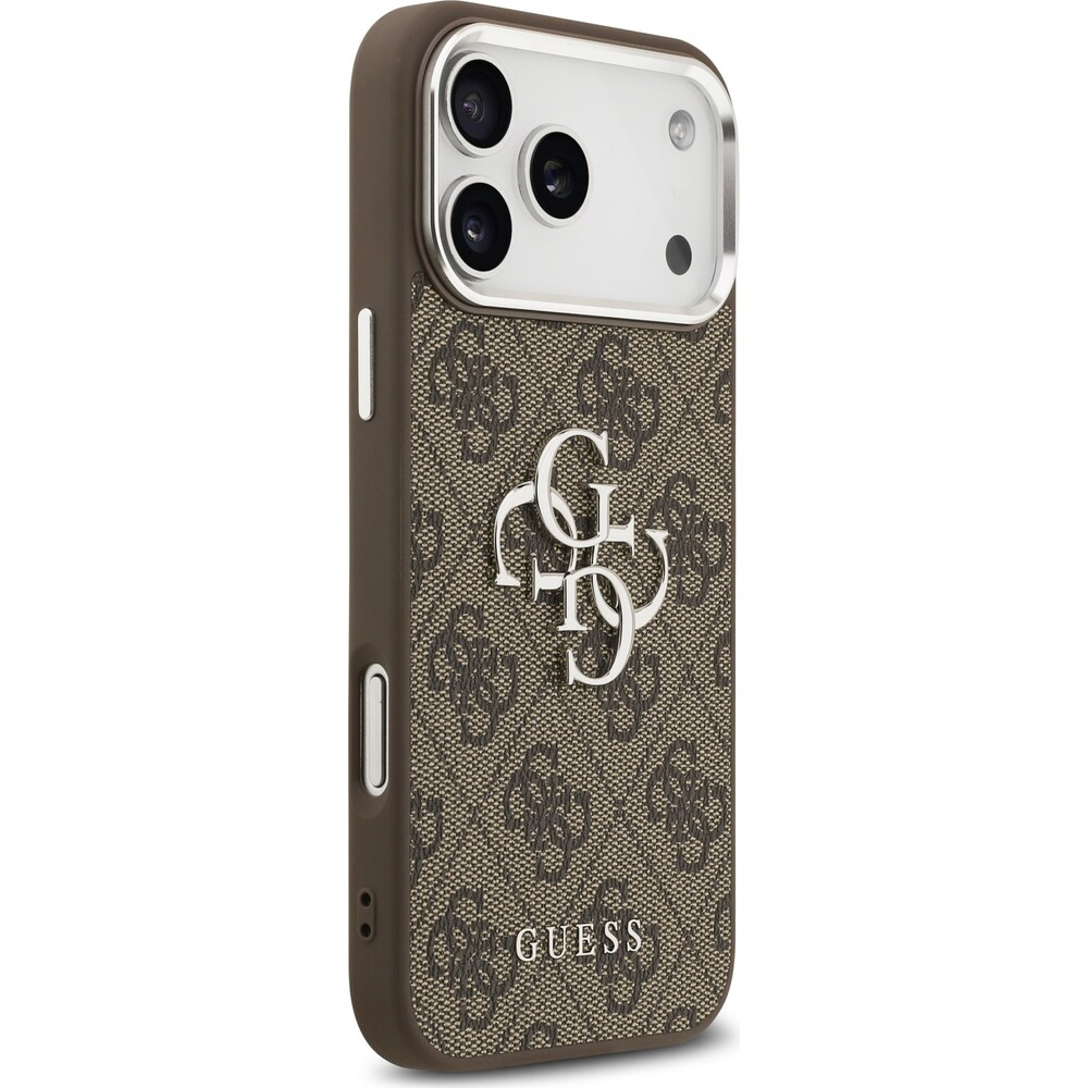 Guess-PU-4G-Metal-Logo-kryt-iPhone-17-Pro-Max-stribrny-hnedy