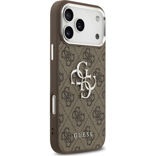 Guess-PU-4G-Metal-Logo-kryt-iPhone-17-Pro-Max-stribrny-hnedy