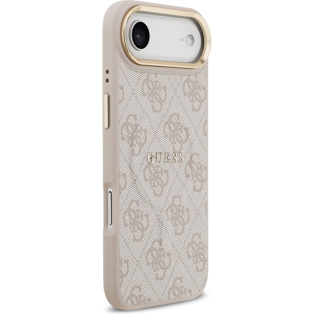 Guess-PU-Leather-4G-Gold-Frame-MagSafe-kryt-iPhone-Air-ruzovy