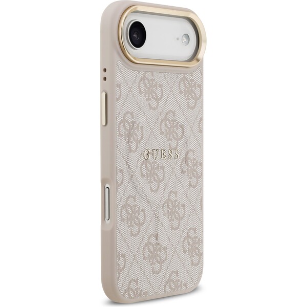 Guess-PU-Leather-4G-Gold-Frame-MagSafe-kryt-iPhone-Air-ruzovy