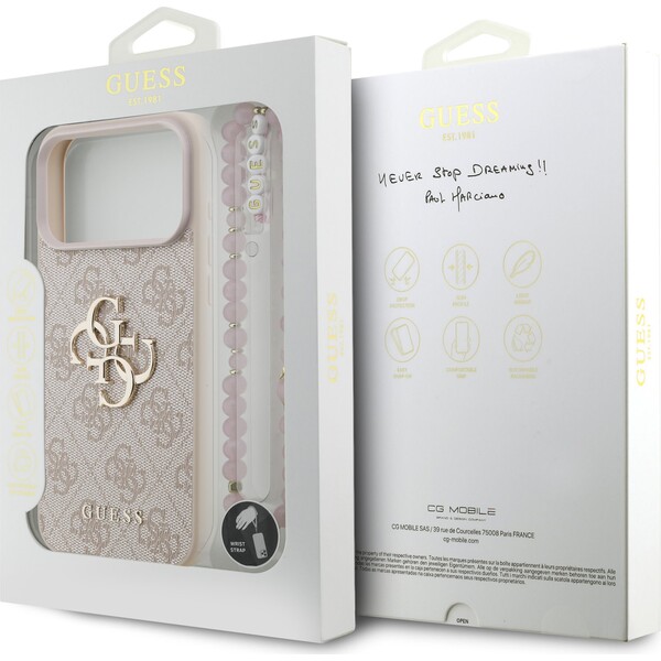 Guess-PU-4G-Metal-Logo-Strap-kryt-iPhone-17-Pro-Max-ruzovy
