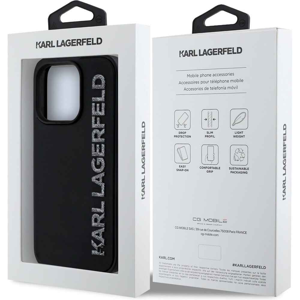 Karl-Lagerfeld-3D-Rubber-Glitter-Logo-kryt-iPhone-14-Pro-cerny