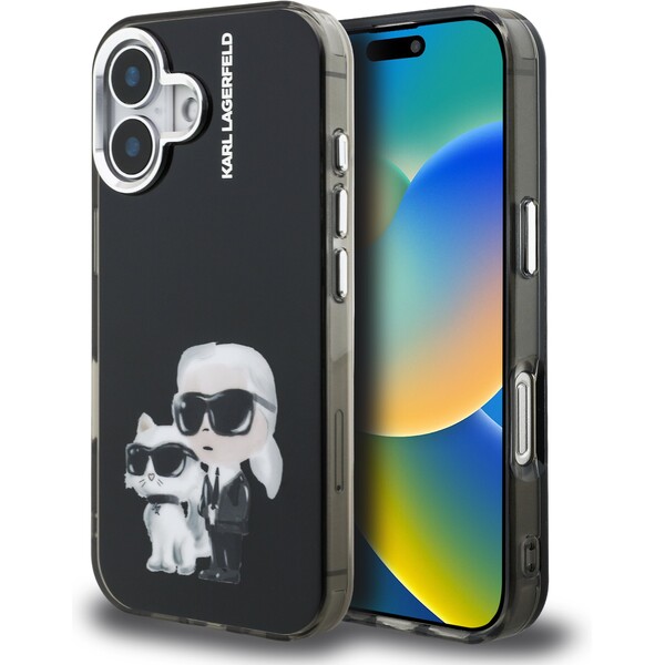Karl-Lagerfeld-IML-Aquarelle-Karl-and-Choupette-kryt-iPhone-16-cerny