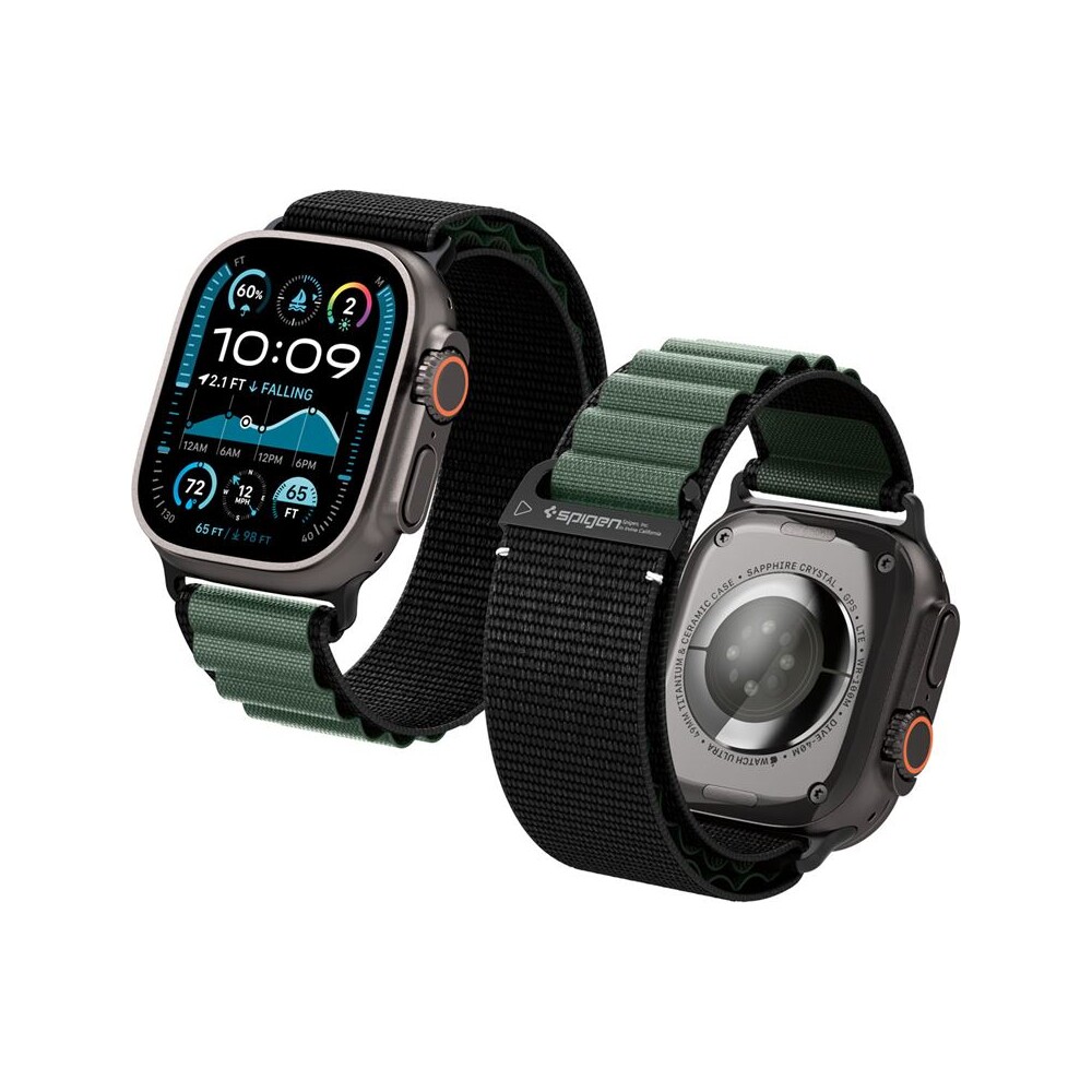 Spigen-Fabric-Band-hook-reminek-Apple-Watch-49-46-45-44mm-cerny-zeleny