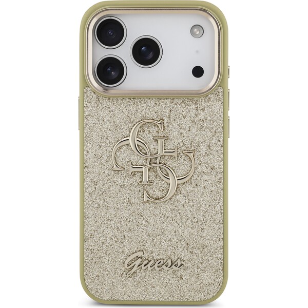 Guess-PU-Fixed-Glitter-4G-Metal-Frame-kryt-iPhone-17-Pro-zlaty