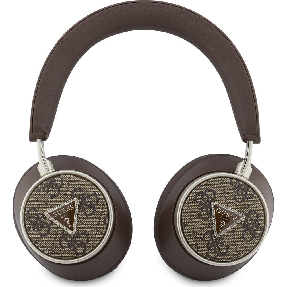 Guess-PU-4G-Triangle-Logo-ENC-bezdratova-sluchatka-hneda