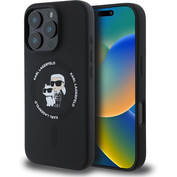 Karl-Lagerfeld-Liquid-Silicone-Karl-and-Choupette-MagSafe-kryt-iPhone-16-Pro-Max-cerny